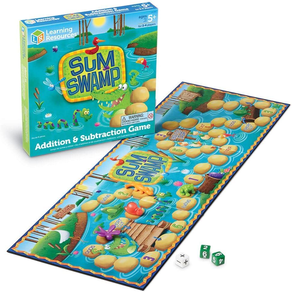 Learning Resources Sum Swamp Game Addition & Subtraction Board Game - Educational Homeschool, Elementary Math Classroom Must Haves, Kindergarten, Gifts for Kids, Numbers for Boys and Girls