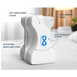 Everlasting Comfort Memory Foam Leg & Knee Pillow for Side Sleepers - FSA/HSA Eligible Sciatica Pain Relief Leg Pillow for Side Sleeping - Adjustable Strap (White)