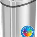 SensorCan 13 Gallon Sensor Trash Can with Wheels and AbsorbX Odor Control System, Stainless Steel, Oval Shape Automatic Kitchen and Office Garbage Bin (Powered by Battery or Optional AC Adapter)