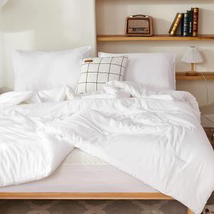 Litanika California King Comforter Set White - 3 Pieces Cal King Lightweight Soft Plain Bed Comforter, Oversized Down Alternative Bedding Set - Machine Washable (104x96In, 2 Pillowcases)