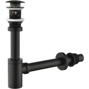Bathroom Sink Stopper P-Trap Complete Set Adjustable Bottle Trap Solid Brass Sink Drain Kit Tube and Pop Up Drain Stopper Set with Overflow, Matte Black