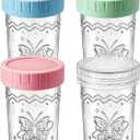 4-Pack 20oz Glass Jars with Lids, Mason Jars, BPA free Wide Mouth Glass Jars with Lids, Food Storage Containers for Snacks, Yogurt, Salad, Fridge, Meal PrepMixed color