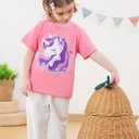 Funnycokid Little Girls T Shirt for Toddler 3-7 Years Kids Tee Graphic Short Sleeve Clothes Tops (Pink)