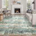 LEPEII 8x10 Area Rugs, Machine Washable Low Pile Rugs for Living Room, Modern Abstract Area Rugs for Bedroom, Large Area Rug with Non-Slip Backing for Dining Room-Green