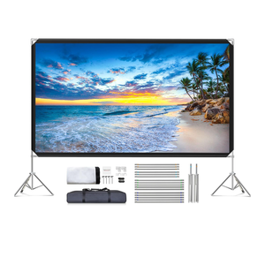 Projector Screen and Stand - Velcolt Portable Video Projection Screen 120 inch, 16:9 4K HD Rear Front Foldable Outdoor Movie Screen with Carry Bag for Indoor Outdoor Home Theater Backyard Camping