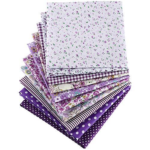 10 Pieces 20 x 20 Inch Quilting Patchwork Fabric Floral Patchwork Cotton Purple Fabric DIY Handmade Sewing Quilting in Different Designs for DIY Crafts Projects Supplies