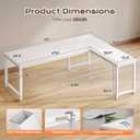 Huuger 63 Inch L Shaped Desk with Power Outlets and USB-C Port, Reversible Computer, Larger Office Corner Gaming Desk, 0.95 Inch Thicker Desktop, Metal Frame, for Home Office, Study, White
