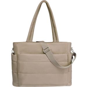 Quilted Tote Bag, Large Carryall Shoulder Hobo Bag, Lightweight Puffer Design