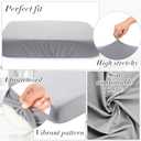 Newwiee Set of 4 Stretch Patio Cushion Covers Sofa Couch Seat Chair Slipcovers Cushion Cover Replacement Furniture Protector for Pets Washable(Light Grey,Seat Cover,Solid)
