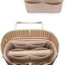 LEXSION Felt Purse Bag Organizer Insert with zipper Bag Tote Shaper Fit Speedy Neverful PM MM (Medium, Beige)