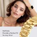Metal Band Compatible with Apple Watch Band 42mm(Series 11 10) 41mm(Series 9 8 7) 40mm(Series 6 5 4 SE3/2/1) 38mm(Series 3 2 1), Dressy Stainless Steel iWatch Strap for Women (Gold)