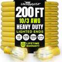 3ft Outdoor/Indoor Extension Cord 10/3 Gauge Ultra Heavy Duty 3 Prong SJTW, Waterproof, Flexible Cold-Resistant Long Power Cord,125 Amp 1875W, Black by LifeSupplyUSA