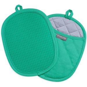 2-Pack Silicone Pot Holders for Kitchen Heat Resistant up to 500°F, Non-Slip Large Hot Pads with Pocket, Quilted Liner Trivets for Countertops Hot Pots and Pans (Jungle)