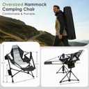 Suteck Hammock Camping Chair with Footrest, Oversized Swinging Folding Chair for Adults, Heavy Duty Portable Rocking Camp Chair with Cup Holder & Pillow for Beach, Patio, Lawn, Supports up to 500 lbs