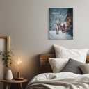 PHAMTE Merry Christmas Santa Reindeer Wall Art Decor Canvas 11x14, Winter Snowy Xmas Pictures Decorations, Cozy Rustic Farmhouse Holiday Framed Prints Artwork for Home Living Room Bedroom Decor