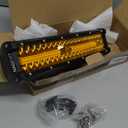 NAOEVO 7 Inch Amber LED Light Bar, 240W 24,000LM Offroad Fog/Driving Light with Spot Flood Combo, LED Pod for Truck Boat UTV ATV, (Amber)