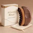 Lymphatic Contour Face Brush - Wooden Handle Lift Lymphatic Drainage Face Brush Facial Sculpting Brushes - Dry Guasha Contour Face Brushes Anti - Puffiness, Detox Walnut