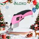 VLOXO Cordless Electric Scissors Cardboard Cutter with 2 Type Blades Rechargeable Powerful Shears Cutting Tool for Fabric Electric Box Cutter Leather Felt with Charger & Storage Box-Pink