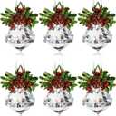 6 Pcs 4.3 Inch Mistletoe Crystal Christmas Ornament Jewel Wedding Christmas Acrylic Kissing Ball Hanging Mistletoe Ornament for Christmas Tree Home Christmas Party Supplies Xmas Gifts