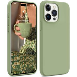 AOTESIER Compatible with iPhone 15 Pro Max Case, [Military Shockproof Protection] Silicone Phone Case Anti-Scratch Soft Microfiber Lining Flexible Bumper Case, 6.7 inch, Tea Green