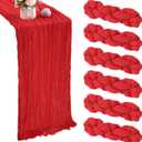 6 Pack Red Cheesecloth Table Runner 35x120 Inch Gauze Rustic Boho Table Runner 10FT Cheese Cloth for Wedding Decor Birthday Party Bridal Baby Shower Table Decoration
