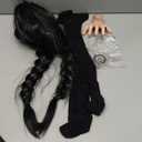 DIYLN Girls Black Dress for Halloween Costume Kids Family Party with Wig Necklace Socks Accessories