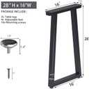 Taelakeni 28 Inch Metal Table Desk Legs, Heavy Duty Industrial Style Dinning Table Leg with Adjustment Feet Pads, Trapezoid