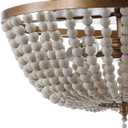 JONATHAN Y 15" Antique Gold/Cream Allison 3-Light LED Flush Mount Ceiling Light for Bedroom, Wood Beaded Shade Shabby Chic Farmhouse Rustic Decor, LED Bulbs Included (JYL9019A)