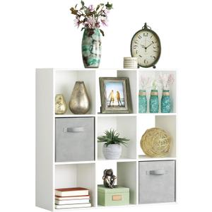 Whitmor 9 Cube Storage Organizer, 3 Tier Stackable MDF Bookcase, Open Storage Display Bookshelf, Storage Cabinet for Living Room, Bedroom, Home, Office, 35.5" L x 11.7" W x 35.5" H, White