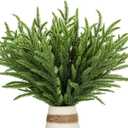 30 Pcs Christmas Real Touch Norfolk Stems, 15Inch Artificial Pine Branches Faux Evergreen Pine Sprigs Fake Foliage Greenery Picks for Christmas Wreath Making DIY Crafts Home Decoration (30, Green)