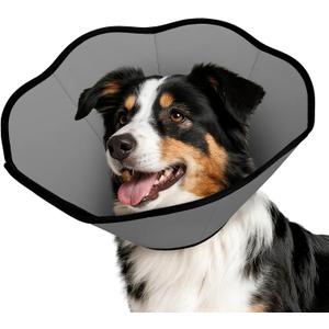 MIDOG Dog Cone Collar After Surgery, Soft Dog Cone Alternative to Stop Licking,Adjustable Elizabethan Recovery Cones for Small to Large Sized Dogs (Grey)