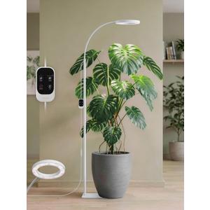 GLOWRIUM Grow Lights for Indoor Plants, Full Spectrum LED Grow Light Floor Lamp with Stand Adjustable Height and Angle, Black Plant Light with 3/9/12H Grow Light Timer (White, 20W)