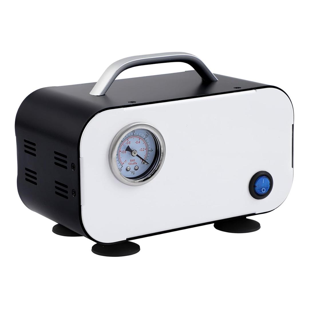 Creahub Laboratory Vacuum Pump 10L/min Portable Oilless Diaphragm Vacuum Filtration with Rubber Tube Positive and Negative Pressure, 110V-220V