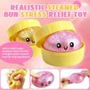2 Pack Mini Dumpling Squishy Fidget Toys, Glitter & Bead Filled Stress Balls, Soft Slow Rising TPR Smiley Squeeze Toy, Tear-Resistant Sensory Toy for Stress Relief, Party Favors (Pink & Gold)