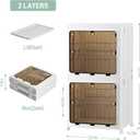 JEKO&JEKO 214 Qt Expanded Bathroom Storage Cabinet, 2-Tier Tall Cabinet Organizer with Wheels, Foldable Plastic Storage Bin for Kitchen, Laundry Room or Home, White
