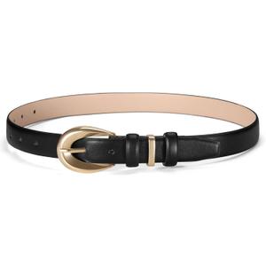 Women Belts for Jeans Dresses Pants Fashion Ladies Skinny Leather Waist Belt with Gold Buckle Gift Box