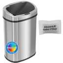 SensorCan 13 Gallon Automatic Touchless Sensor Kitchen Trash Can with Odor Filter Kit, Oval Shape, Stainless Steel Garbage Bin