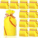 SilTriangle 50 Pcs Softball Party Gift Bags for Team Girls Plastic Softball Snack Bag Goodie Bags with Drawstring for Daughter's Game Party Supplies