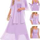 BeryLove Summer Formal Wedding Guest Prom Dresses Sequin Cocktail Evening Lace Elegant Mother of The Bride Dress (Purple, M)