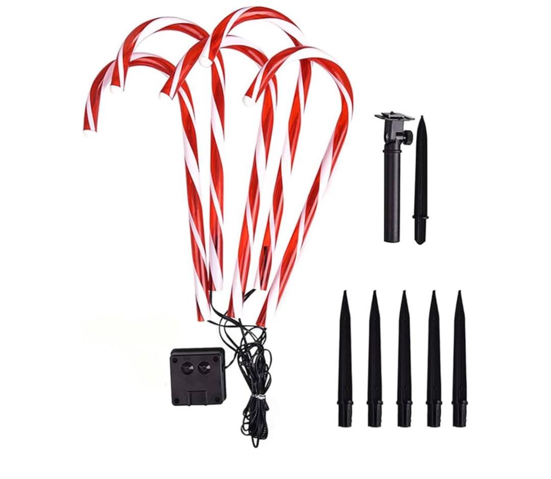 Outdoor Solar Christmas Led Candy Cane Lights Ip44 Waterproof Pathway Lamp for Christmas Decoration Battery Box (Solar) Number of Light Sources 20