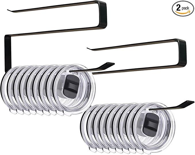 2-Pack Tumbler Lid Organizers: Up to 20 Lids, No Adhesive, No Drill, Under-Cabinet, Space-Saving Horizontal Paper Towel Hanger (Black)