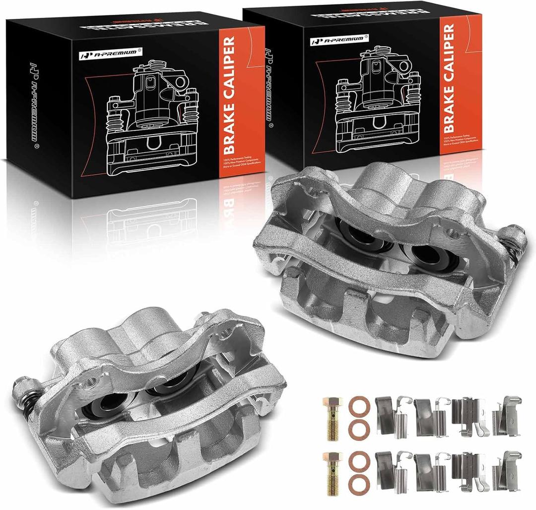 A-Premium Disc Brake Caliper Assembly with Bracket Compatible with Select Jeep Models - Grand Cherokee 1999-2004, 4.0L/4.7L - Front Driver and Passenger, 2-PC Set