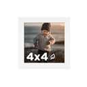 KINLINK 4x4 Picture Frame White, Wooden Square Photo Frame with Plexiglass for 4x4 without Mat for Table and Wall Display