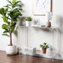 MyGift Premium 15mm Clear Acrylic Entryway Console Table with Bottom Display Shelf, 2 Tier Living Room Sofa Back Storage Shelves Modern Luxury Home Decor