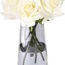 Eyamumo 7PCS Fake Flowers Artificial Rose Silk Real Touch White 30CM