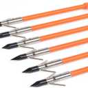 GPP 32 inches Bowfishing Arrows Fish Hunting Solid Fiberglass Shaft with Broadheads and Safty Slides for All Bows Fishing Huntings