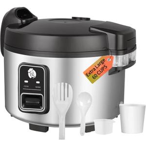 13L Commercial Rice Cooker & rice warmer 60 CUPS Cooked Rice(30-CUPS RAW RICE)| 1350W Fast cooking | Auto turn warming | Large Capacity Rice Cooker for Restaurant (Black)
