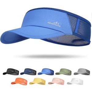 2 x GXCROR Sports Sun Visor Hat Men Women, Lightweight Breathable Quick Dry Sports Sun Hat for Running Golf Tennis (Blue)
