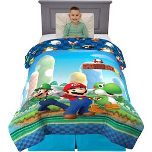 Franco Kids Bedding Super Soft Microfiber Reversible Comforter, Twin/Full, Mario