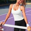 ATTRACO Women Ribbed Workout Crop Tops with Built in Bra Yoga Racerback Tank Top Tight Fit (White, Small)